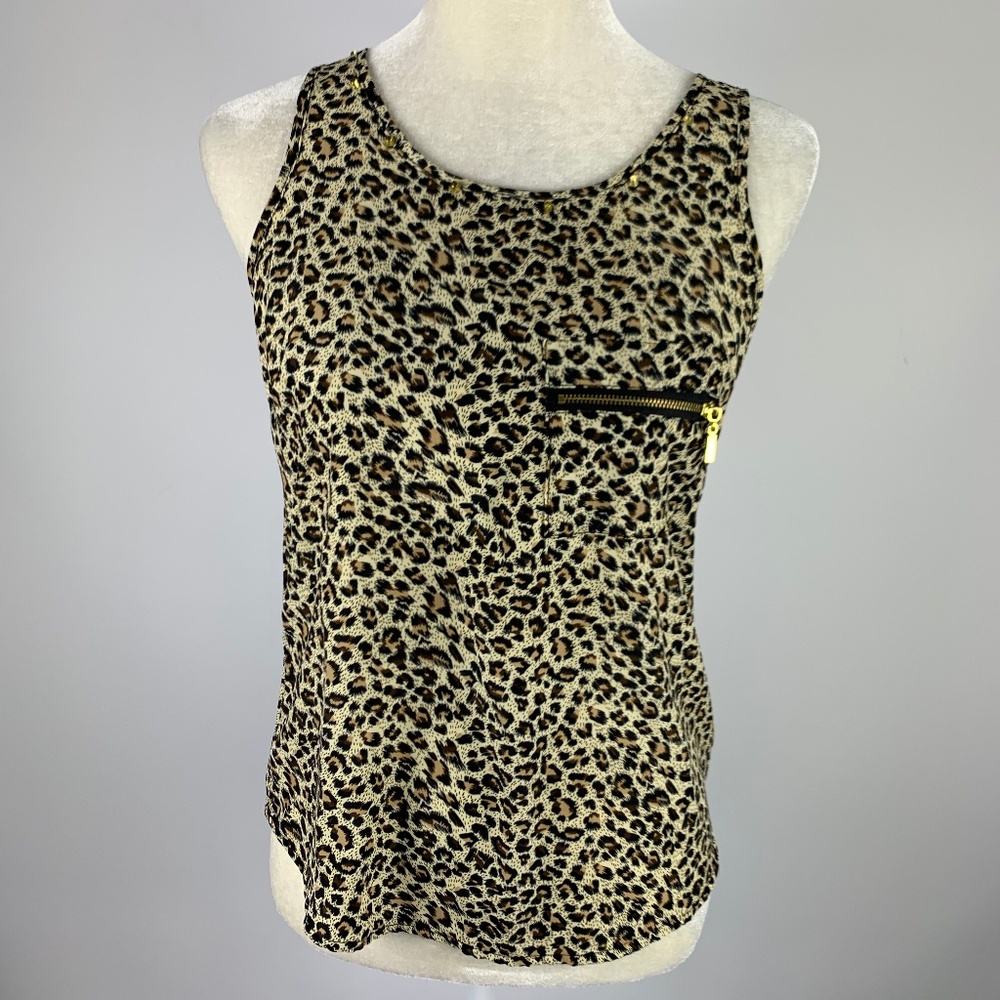 Paper Tee Small Tank Blouse Cheetah Gold Stud Rock
